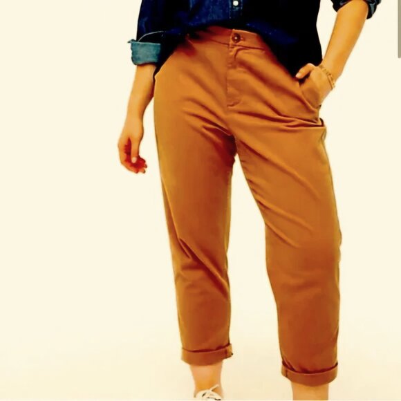 J Crew High Rise Girlfriend Chino Relaxed Burnt Orange Size 6 - Picture 2 of 6